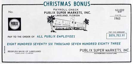 1965 Christmas Bonus Check