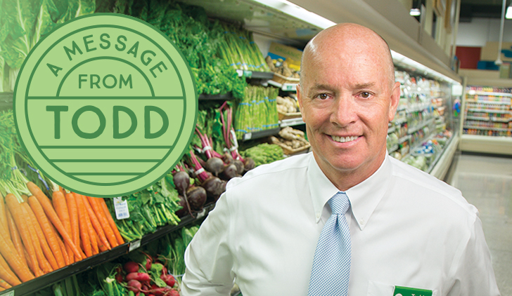 Todd Jones, CEO stands in the store's produce section