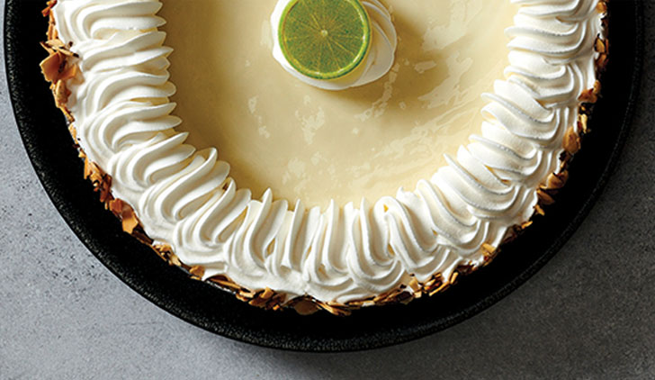 Half of a key lime pie aerial view